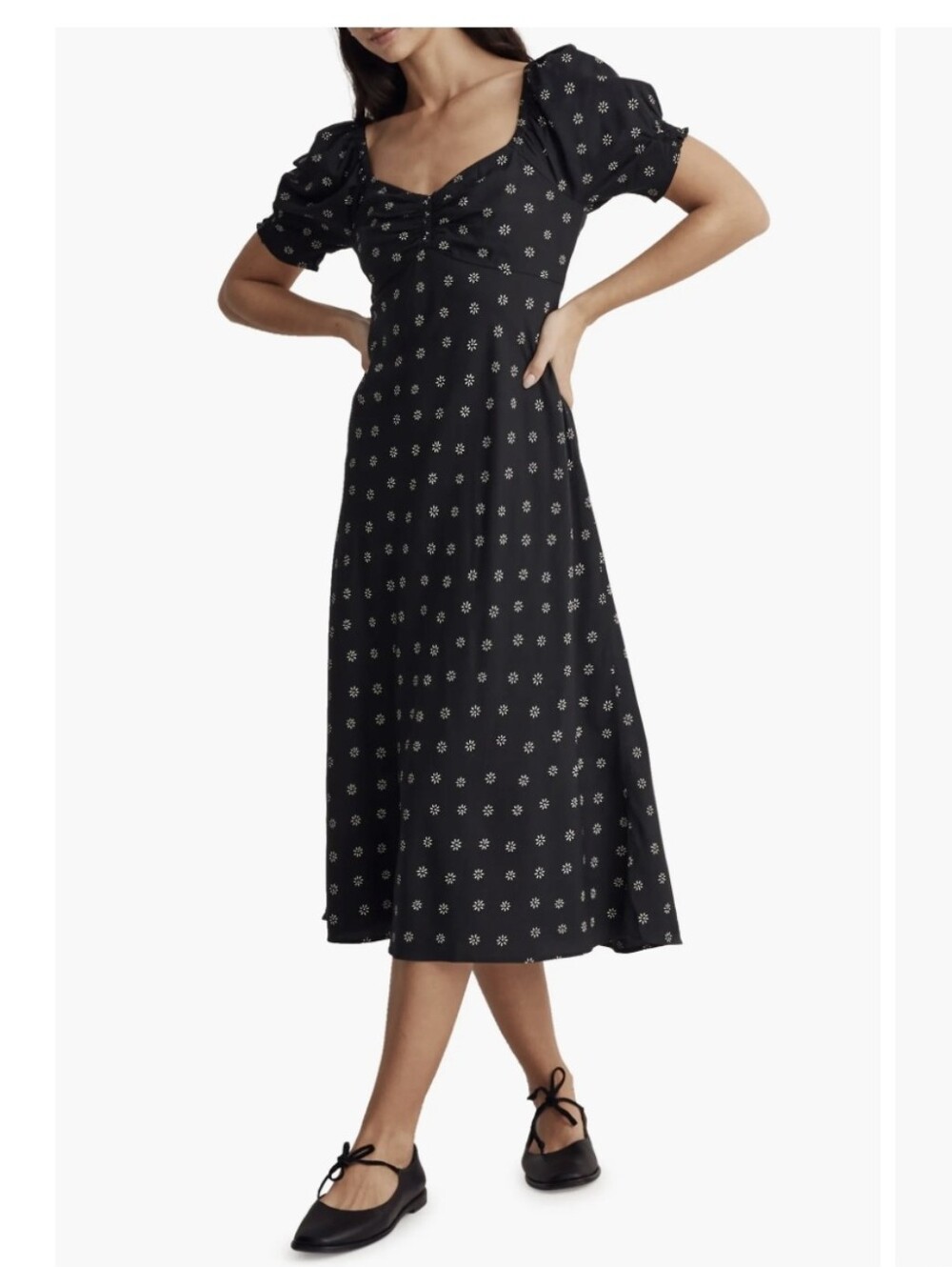 Madewell Sweetheart Puff Sleeve Midi Dress